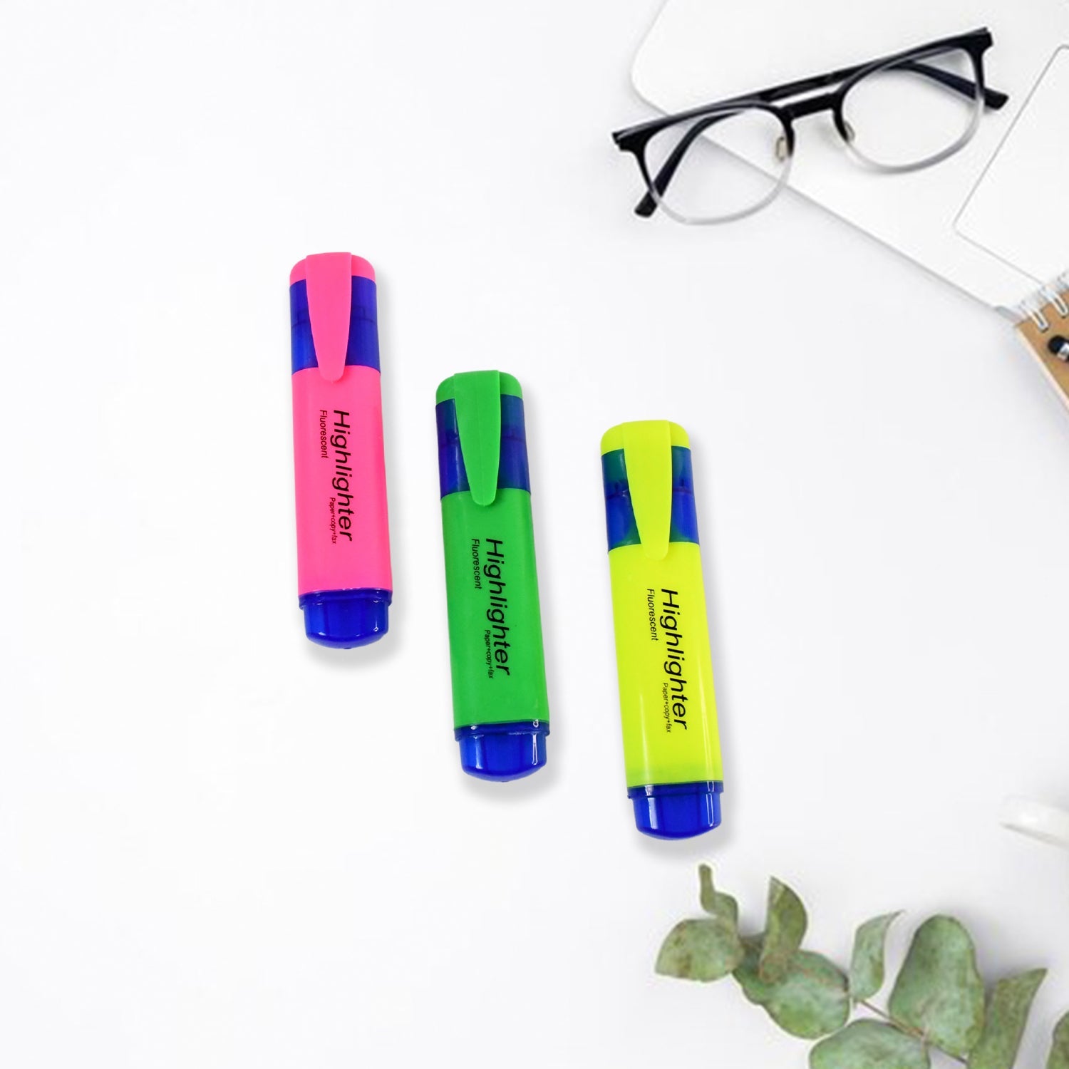 Highlighter Pen, Assorted Colours Water Based Broad Tip Writing Marker (3 Pcs Set) Highlighter Pen, Assorted Colours Water Based Broad Tip Writing Marker (3 Pcs Set)